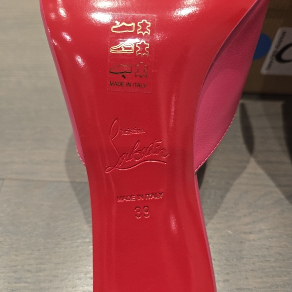 $895 Christian Louboutin Condora 85mm Leather Mule Sandal Pink EU 39 US 9 BNIB - Picture 10 of 12